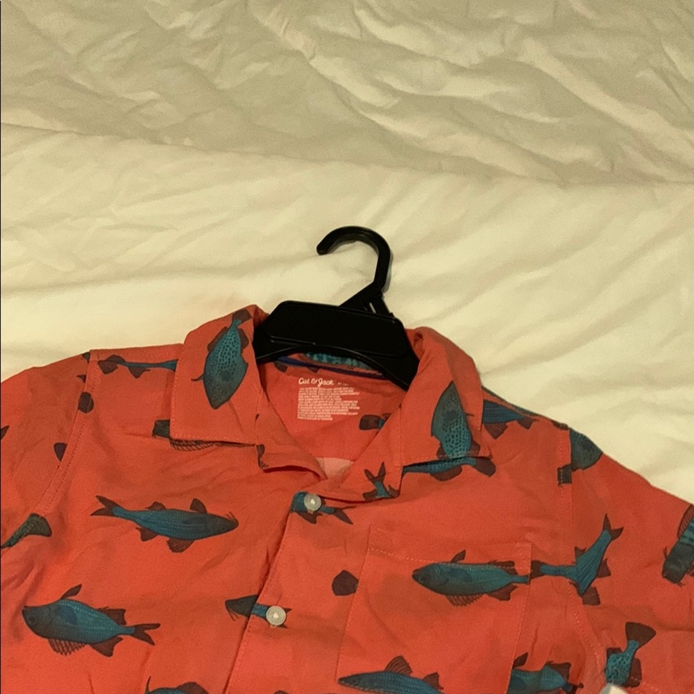 Cat & Jack Orange and Blue Casual Button Down Shirt